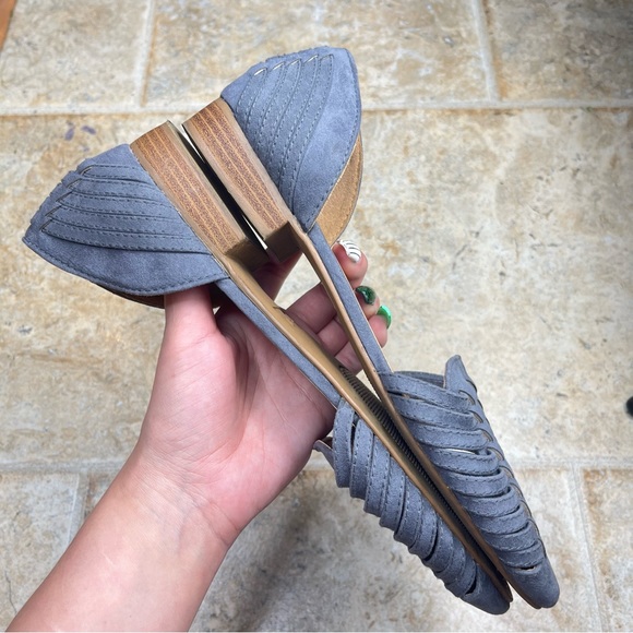 Quipd Buckle Gray Bohemian Western Southwestern Light Academia Wooden Flats 9 - Picture 11 of 13